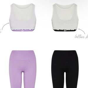 SET Active X Park purple and white sports bra and leggings